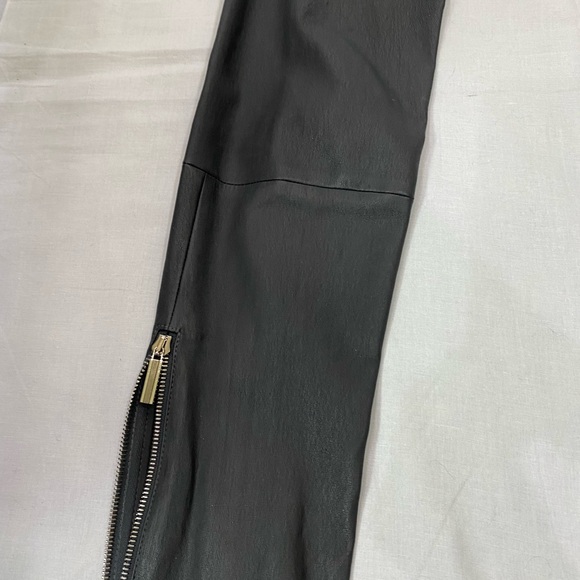 The Row leather leggings pant dark gray zipper at ankle size S - Picture 3 of 6